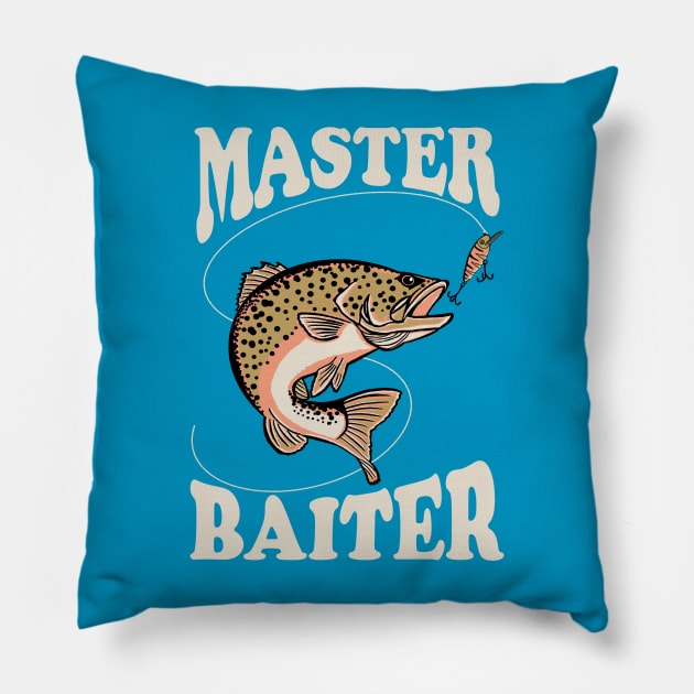 Master Baiter Fishing Pillow by devilcat.art