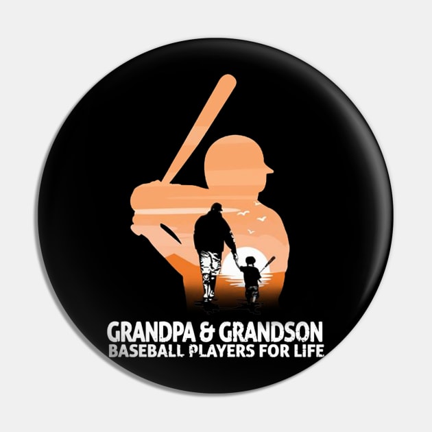 Grandpa & Grandson Baseball Players For Life Costume Gift Pin by Ohooha