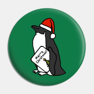 Cool Penguin Says Merry Christmas Pin