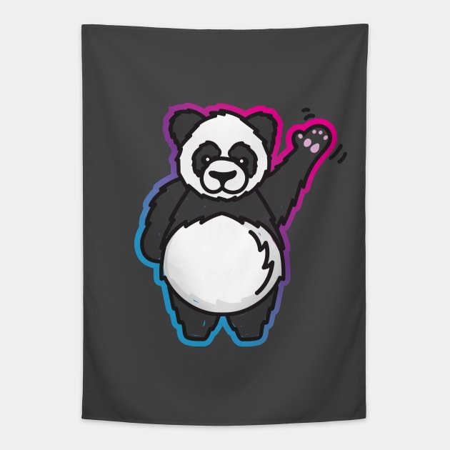 Hello Giant Panda Bear Tapestry by Vin Zzep