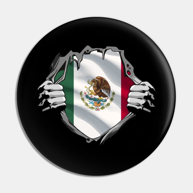 Two Hands Ripping Revealing Flag of Mexico Pin by BramCrye