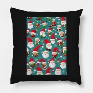 Christmas Seamless Pattern, Santa and Christmas Gnomes #10 Pillow