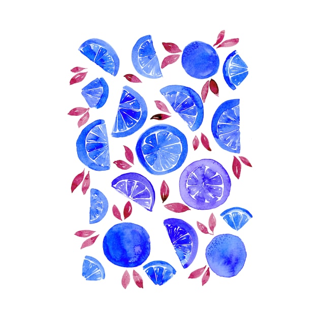 Watercolor grapefruit - funny blue by wackapacka