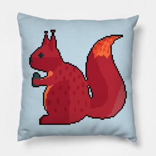 Cheerful Whiskers: Pixel Art Squirrel Design for a Playful Look Pillow