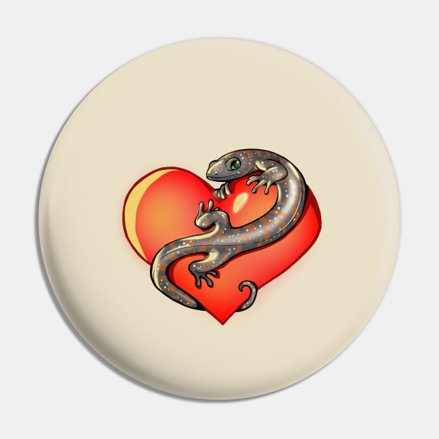 Salamander Heart Pin by Comixdesign
