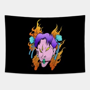 Dope asian dope boy cartoon illustration Tapestry