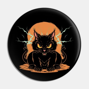 Electric shock black cat Pin