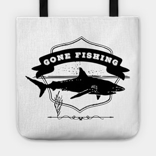 GONE FISHING- Retro Shark Design Tote