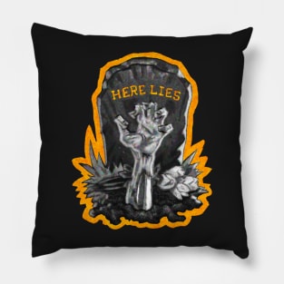 Halloween Gravestone Grey Pillow