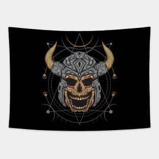Viking Skull with sacred geometry Tapestry