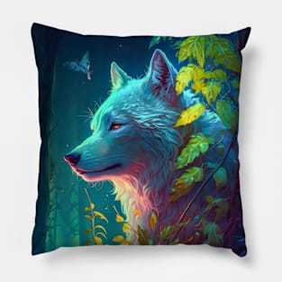 Wolf Animal Portrait Painting Wildlife Outdoors Adventure Pillow