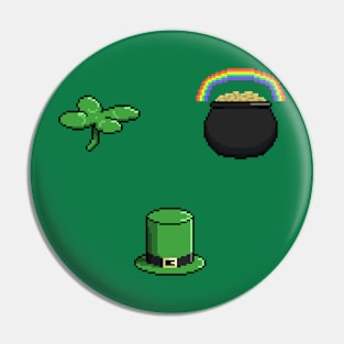 Pixel St. Patrick's Day Symbols Pin