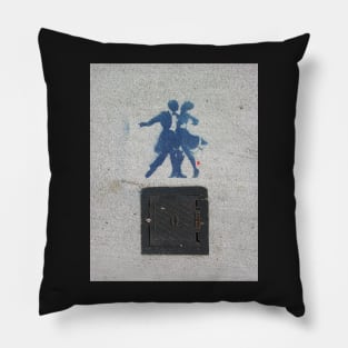 Sidewalk Dancers (stencil graffiti) Pillow