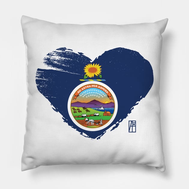 U.S. State - I Love Kansas - Kansas Flag Pillow by ArtProjectShop