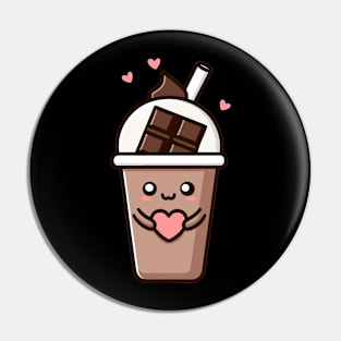 Kawaii Chocolate Milkshake with Hearts | Cute Kawaii Food Art for Kawaii Lovers Pin