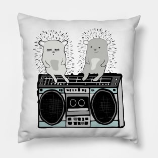 Hedgehogs on Boombox Pillow