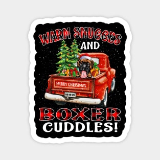 Warm Snuggles And Boxer Cuddles Ugly Christmas Sweater Magnet