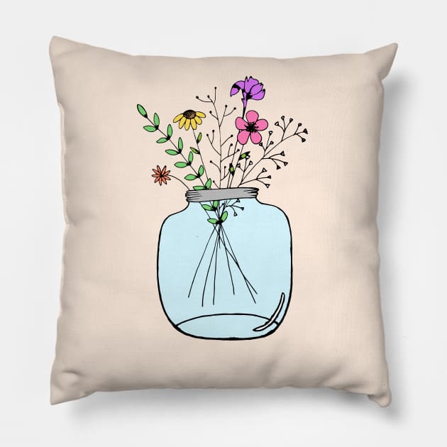 Floral Mason Jar Pillow by Lizzamour