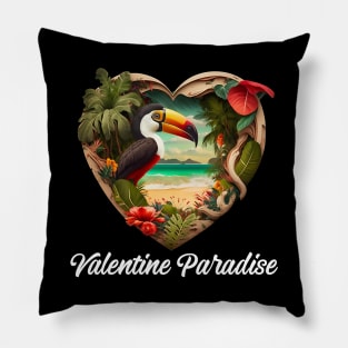 Valentine Paradise No. 4: Valentine's Day in Paradise on a Dark Background Pillow