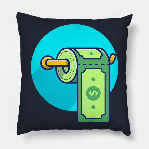 Dollar money toilet paper roll cartoon Pillow by Catalyst Labs