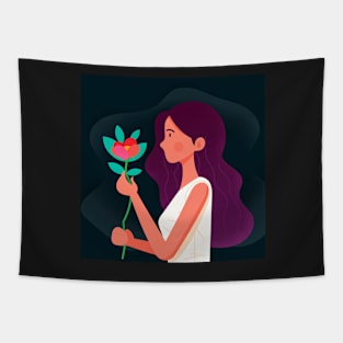 Girl with flower Tapestry