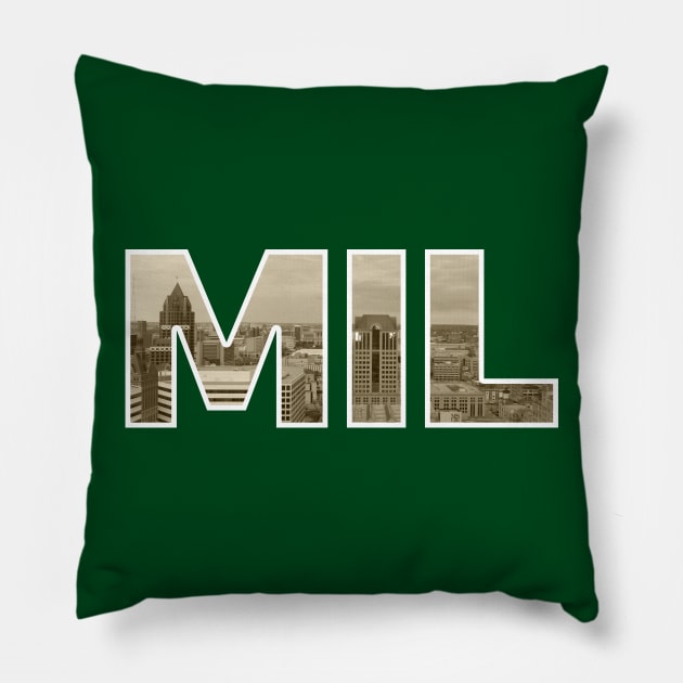 Milwaukee Bucks MIL Skyline Pillow by StupidHead