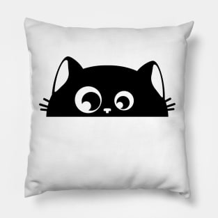 Black kitty hiding Pillow