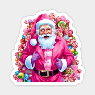 Pink Christmas Santa Claus Candy Shop Magnet