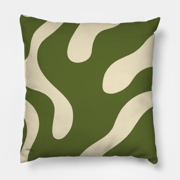 Organic Pattern Green Boho Shapes Pillow by Trippycollage