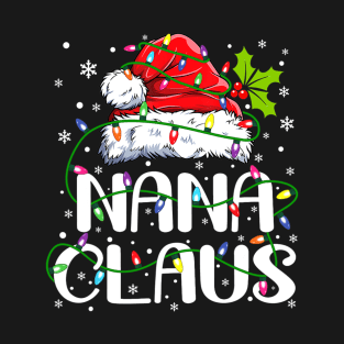 Nana Claus Christmas Lights Pajama Family Matching T-Shirt