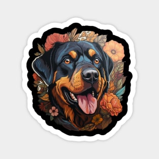 Rottweiler  Dog Vintage Floral Magnet