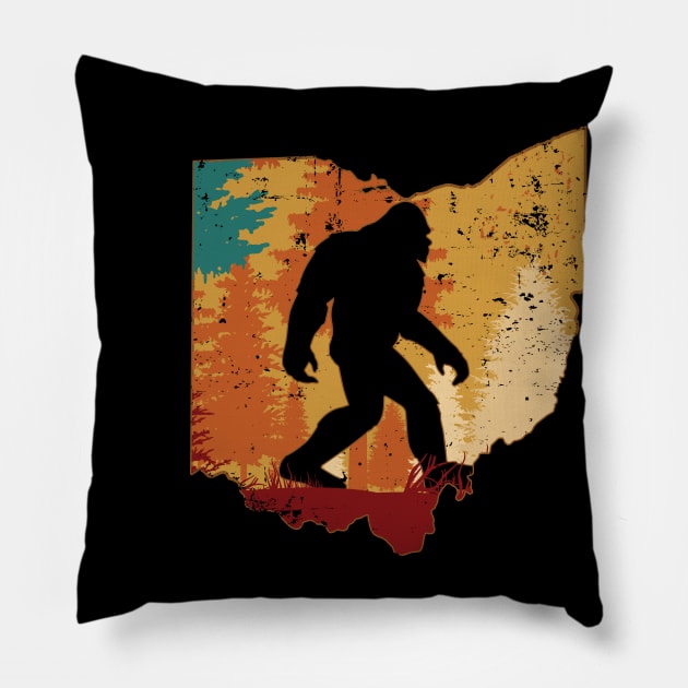 Bigfoot Retro Vintage Sasquatch Ohio Pillow by ryanjaycruz