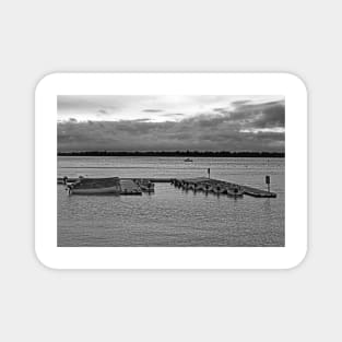 Black and White Moored Boats Magnet