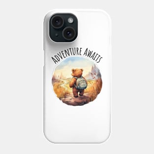 Adventure Awaits Adorable Bear camping backpacking design Phone Case