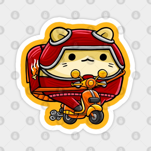 Cute Hamster Food Delivery Driver Magnet by MEDZ