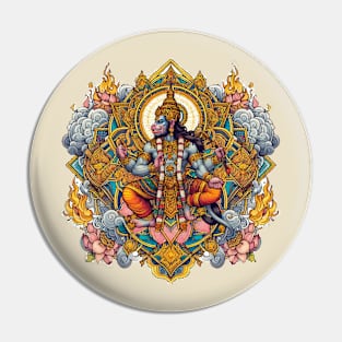 Wrathful Defender: Hanuman Yantra Tattoo Pin