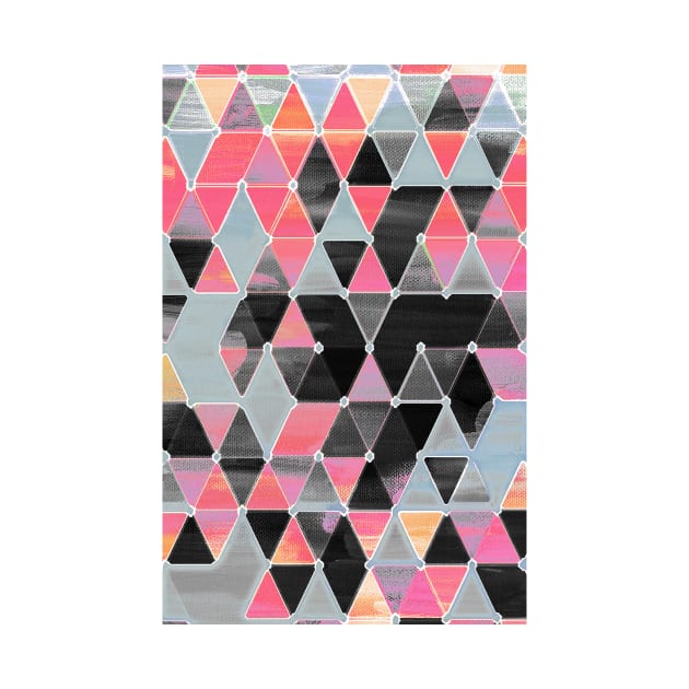 Winter Sunset - triangles in black & pink by micklyn