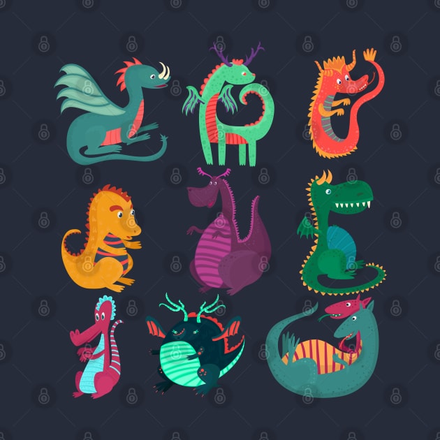 dragons cartoon collection by Mako Design 