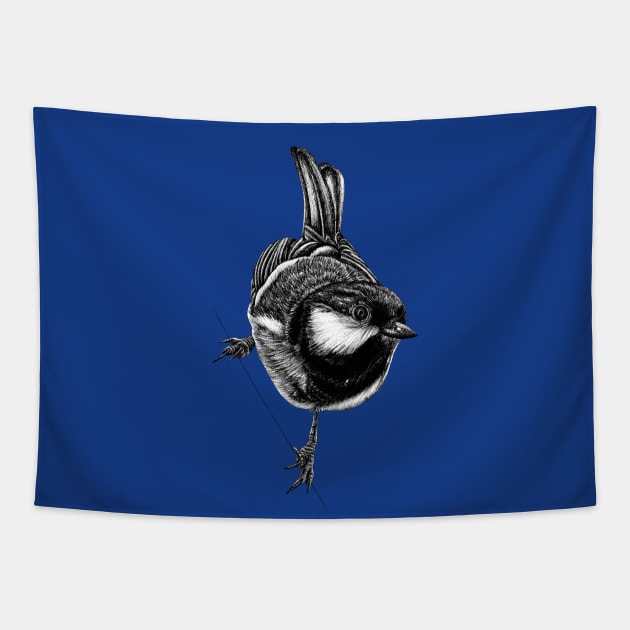 Coal tit bird Tapestry by lorendowding