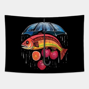 Salmon Rainy Day With Umbrella Tapestry