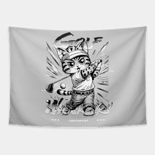 Ulti-Meowt Golf Pro - Whimsical Cat Golfer Tapestry