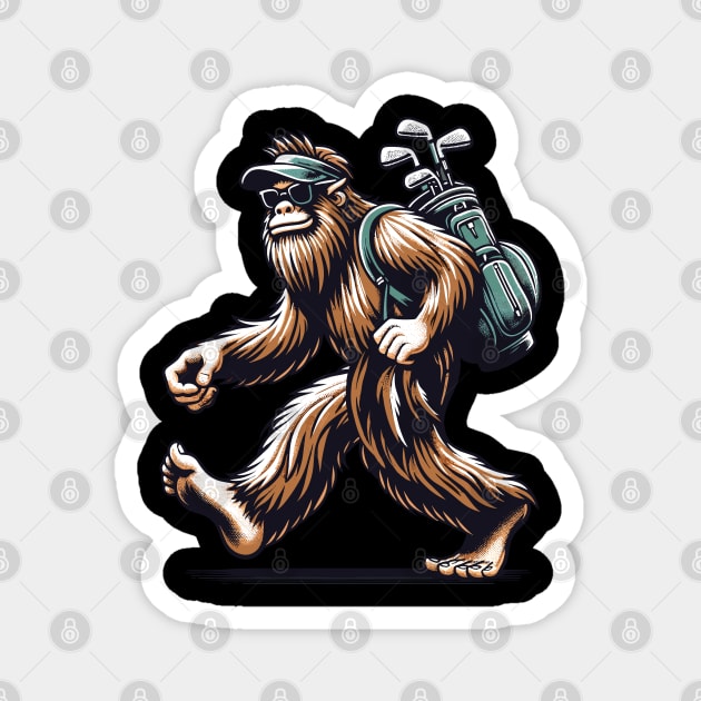 Funny Golf Novelty Sasquatch Bigfoot Golfing Magnet by KsuAnn