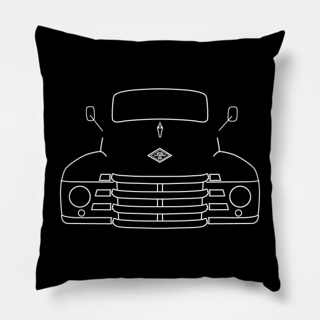 Classic 1950 Diamond T pickup truck outline white Pillow by soitwouldseem