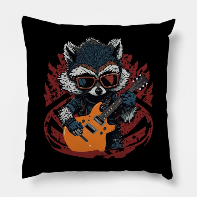 Rock Raccoon Pillow by aceofspace