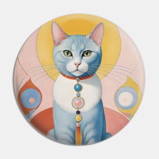 Hilma af Klint's Colorful Cat Dreamscape: Abstract Whimsy Pin