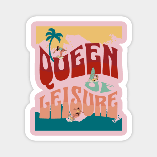 Queen Of Leisure Retirement Summer Colorful Groovy Magnet