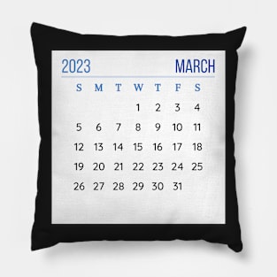 March 2023 Calendar Pillow