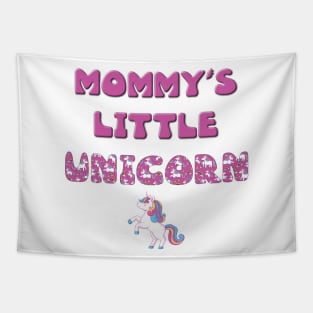 Mommy's Little Unicorn - rainbow and unicorn letters cute pink design Tapestry