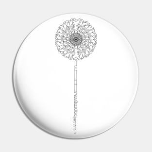 Black Flute Dandelion Pin