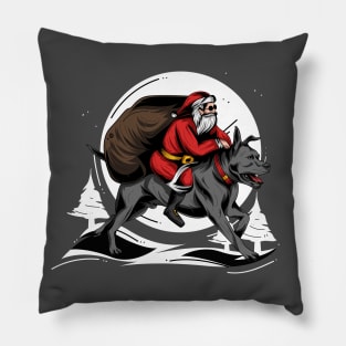 Pit Bull Lovers Christmas Design with Santa's Bringing Gifts Pillow